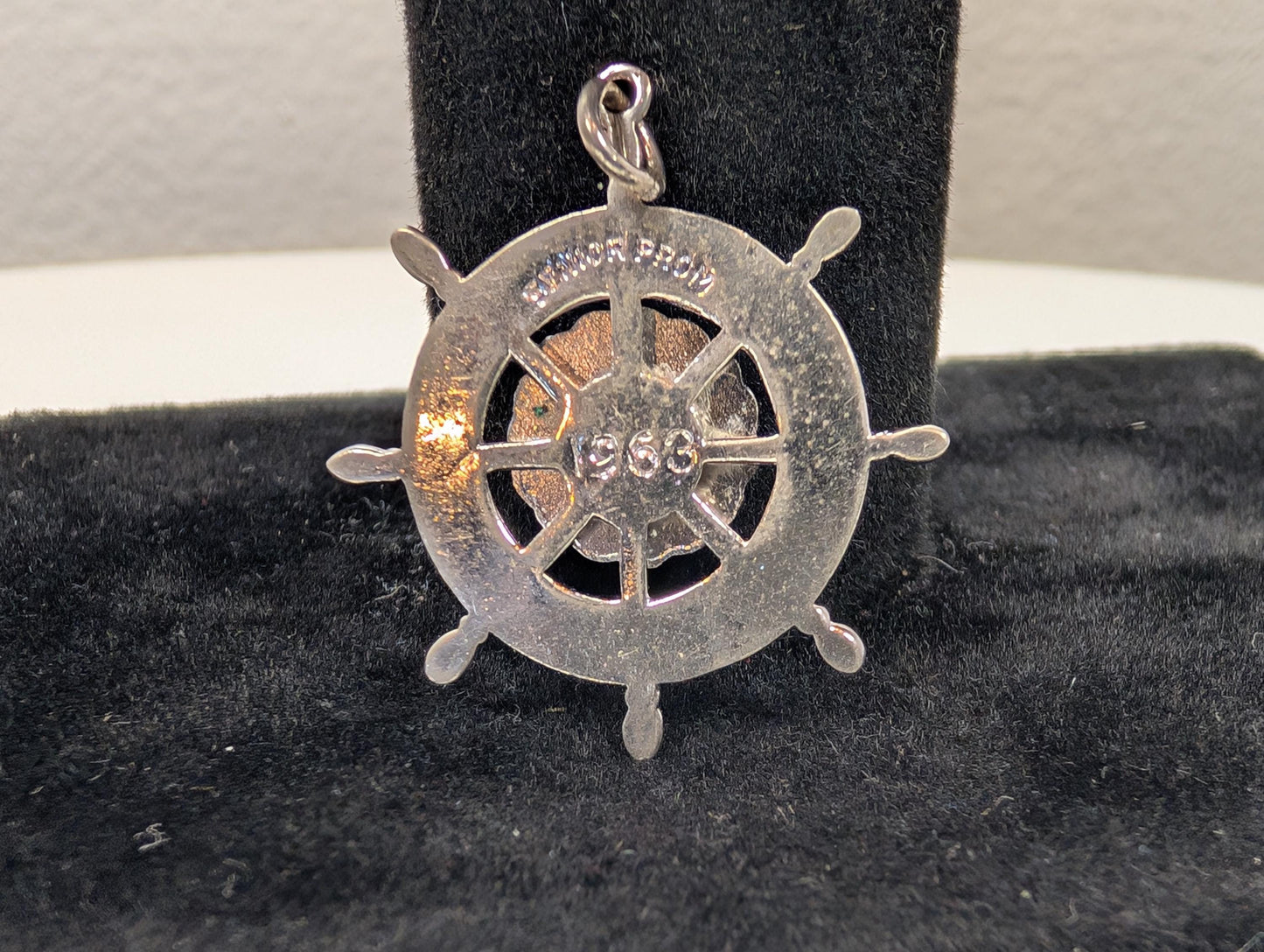 Sterling Silver 1963 Milton High School Senior Prom Pendant - Tested Sterling Silver - Milton, Mass - Ship Wheel Pendant