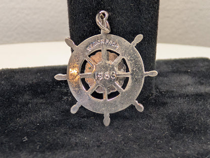 Sterling Silver 1963 Milton High School Senior Prom Pendant - Tested Sterling Silver - Milton, Mass - Ship Wheel Pendant