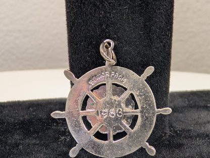 Sterling Silver 1963 Milton High School Senior Prom Pendant - Tested Sterling Silver - Milton, Mass - Ship Wheel Pendant