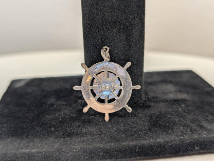 Sterling Silver 1963 Milton High School Senior Prom Pendant - Tested Sterling Silver - Milton, Mass - Ship Wheel Pendant