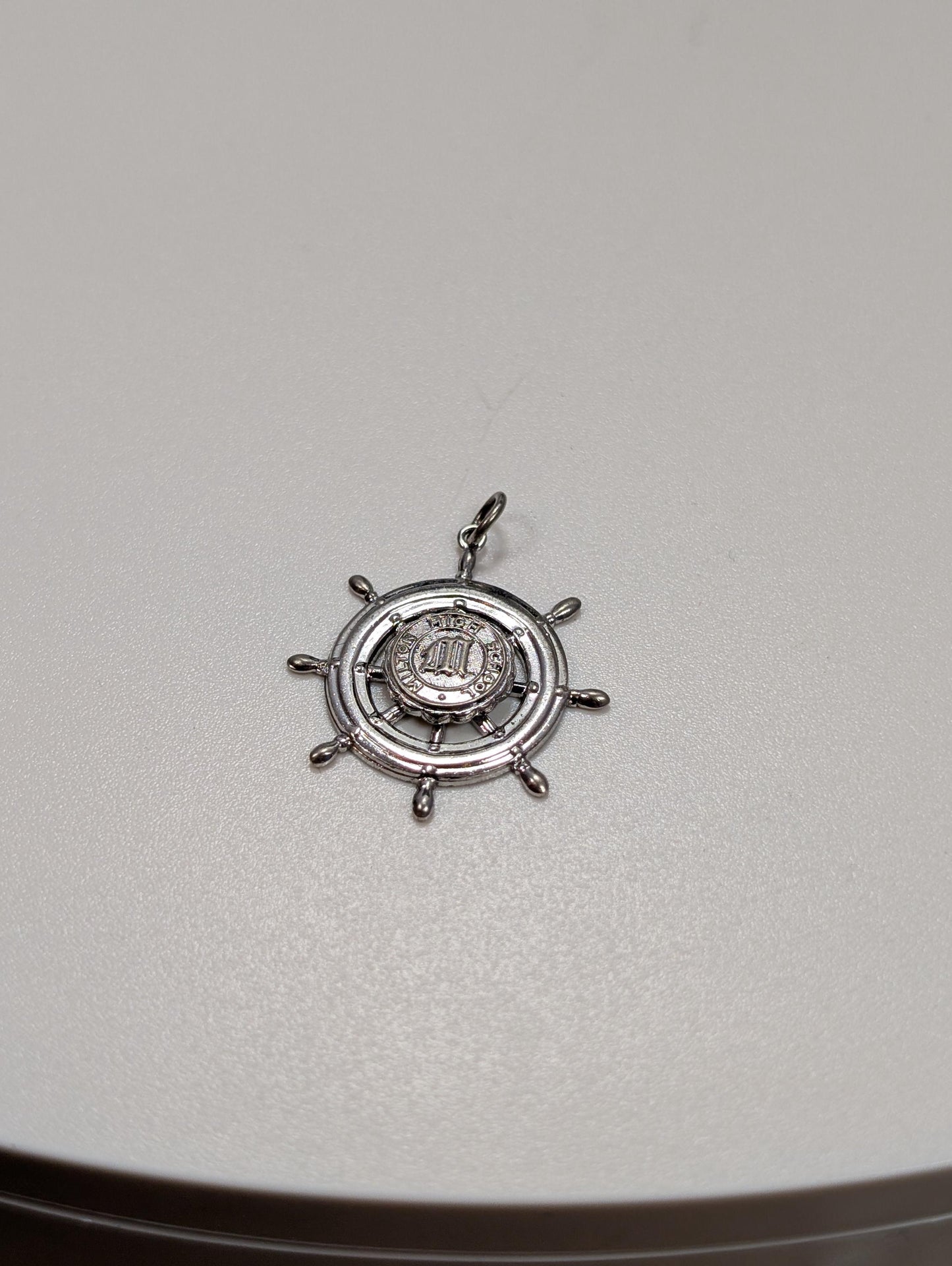 Sterling Silver 1963 Milton High School Senior Prom Pendant - Tested Sterling Silver - Milton, Mass - Ship Wheel Pendant