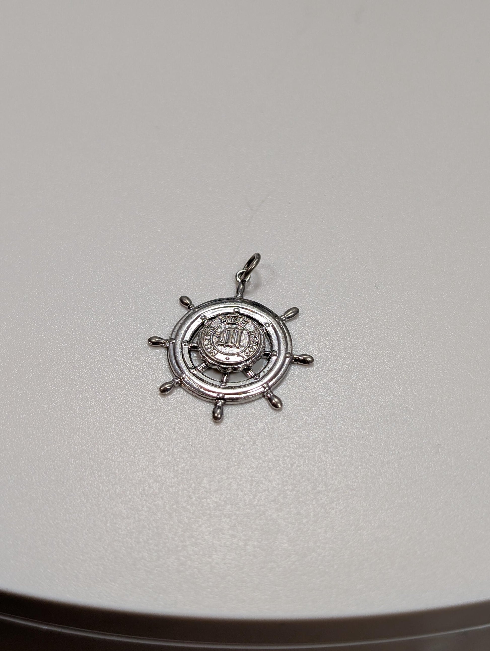 Sterling Silver 1963 Milton High School Senior Prom Pendant - Tested Sterling Silver - Milton, Mass - Ship Wheel Pendant