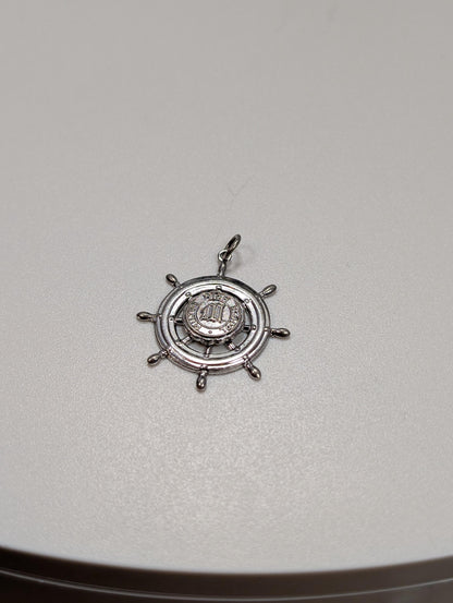 Sterling Silver 1963 Milton High School Senior Prom Pendant - Tested Sterling Silver - Milton, Mass - Ship Wheel Pendant