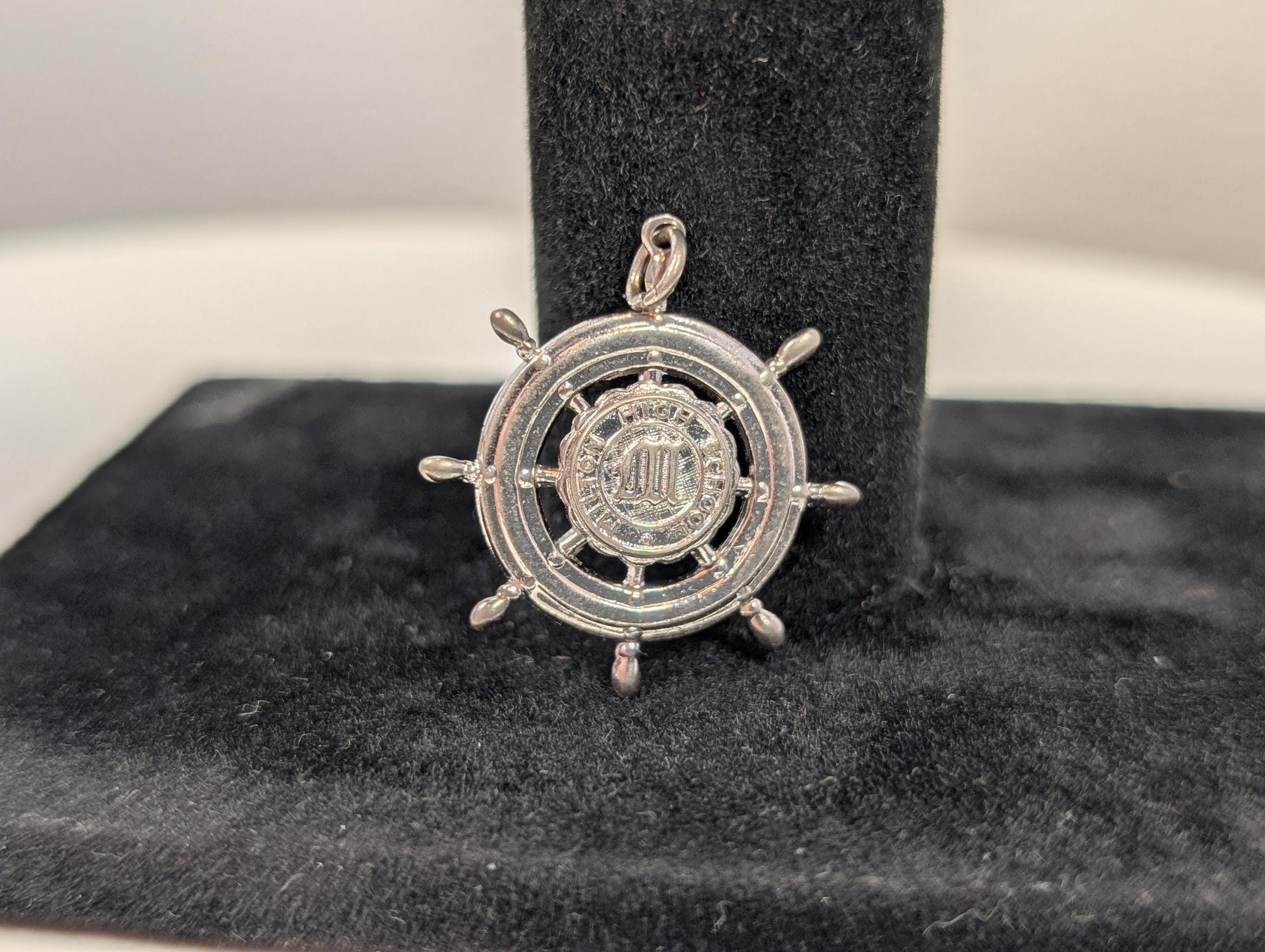 Sterling Silver 1963 Milton High School Senior Prom Pendant - Tested Sterling Silver - Milton, Mass - Ship Wheel Pendant