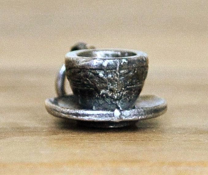 Sterling Silver Tea Cup Pendant - Tea Cup Sterling Charm - Vintage Tea Cup Miniature