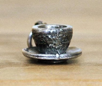 Sterling Silver Tea Cup Pendant - Tea Cup Sterling Charm - Vintage Tea Cup Miniature