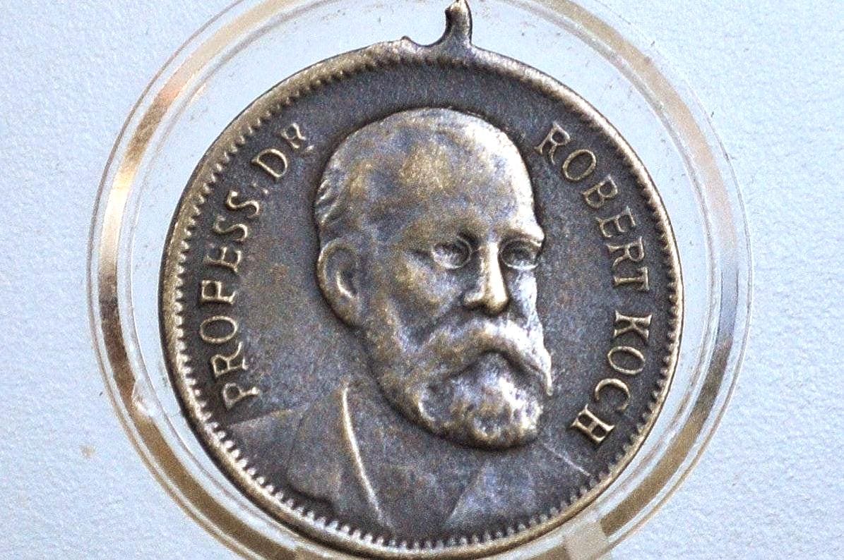 Father of Microbiology Dr. Robert Koch German Token - German Hanover Token - Old German Exonumia - Science Memorabilia - Pendant Loop -