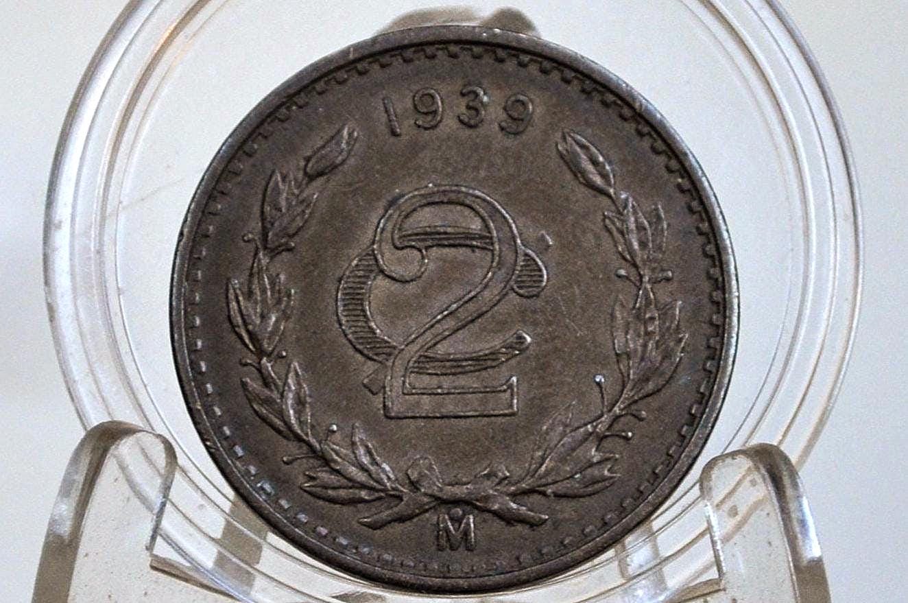 1939 Mexican 2 Centavos - AU (About Uncirculated) Condition - Mexico City Mint - Mexican Republic Coins -