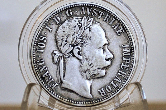 1887 Silver Austria One Florin - Fine/Very Fine Condition - Old Austrian Coin - Franz Joseph I - 1887 Florin -