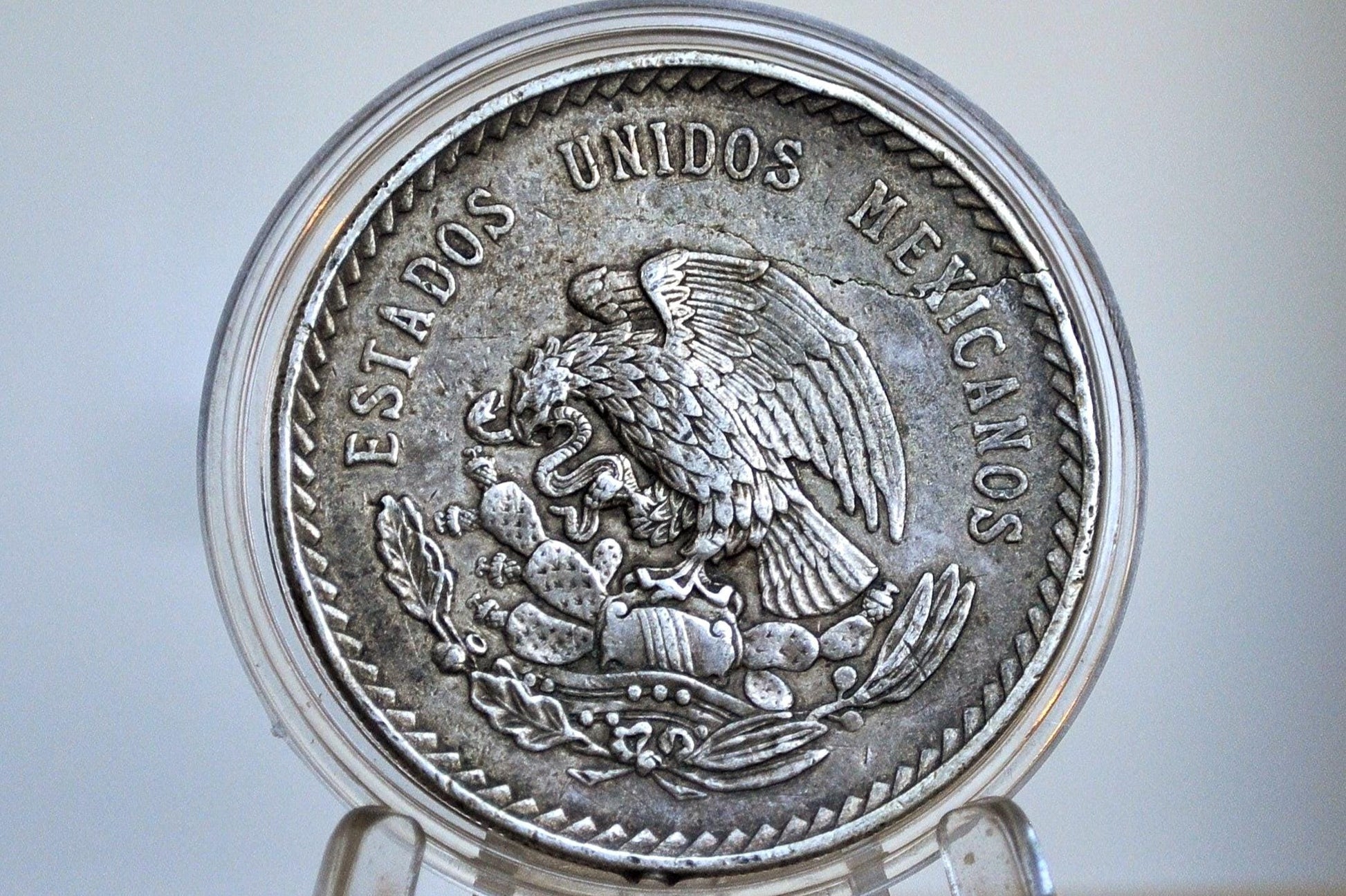 Silver 1948 Mexican Cinco Pesos - Great Condition, Big Silver Coin - Mexican Republic 5 Pesos Coin - Great and Beautiful Coin -