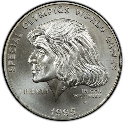 1995-W Unc Commemorative Silver Dollar Special Olympics West Point Mint With Box And Coa