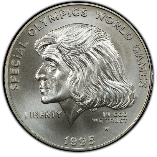 1995-W Unc Commemorative Silver Dollar Special Olympics West Point Mint With Box And Coa