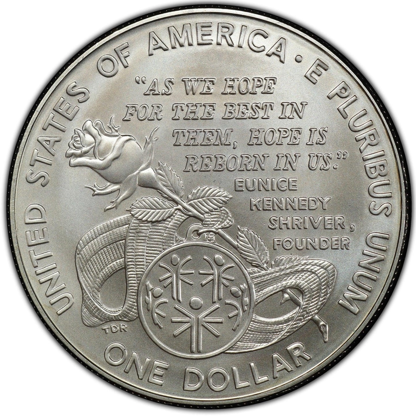 1995-W Unc Commemorative Silver Dollar Special Olympics West Point Mint With Box And Coa