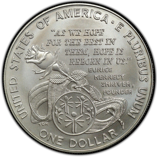 1995-W Unc Commemorative Silver Dollar Special Olympics West Point Mint With Box And Coa