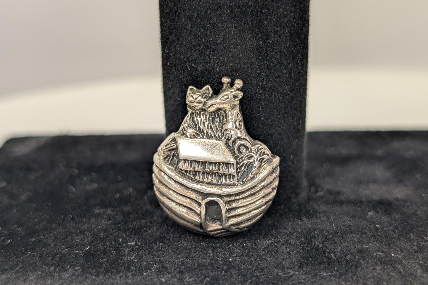 Sterling Silver Noah&#39;s Ark Pin - Stamped and Tested Sterling Silver - Biblical Animal Pin