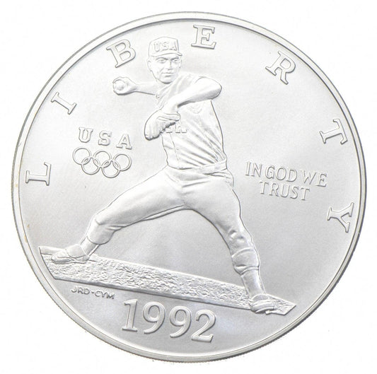 1992-D Unc Commemorative Silver Dollar U.s. Olympic Baseball Coin Uncirculated With Box And Coa