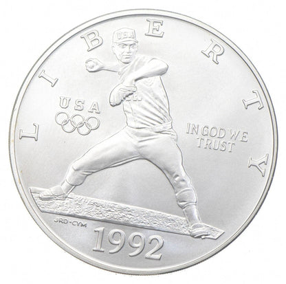 1992-D Unc Commemorative Silver Dollar U.s. Olympic Baseball Coin Uncirculated With Box And Coa