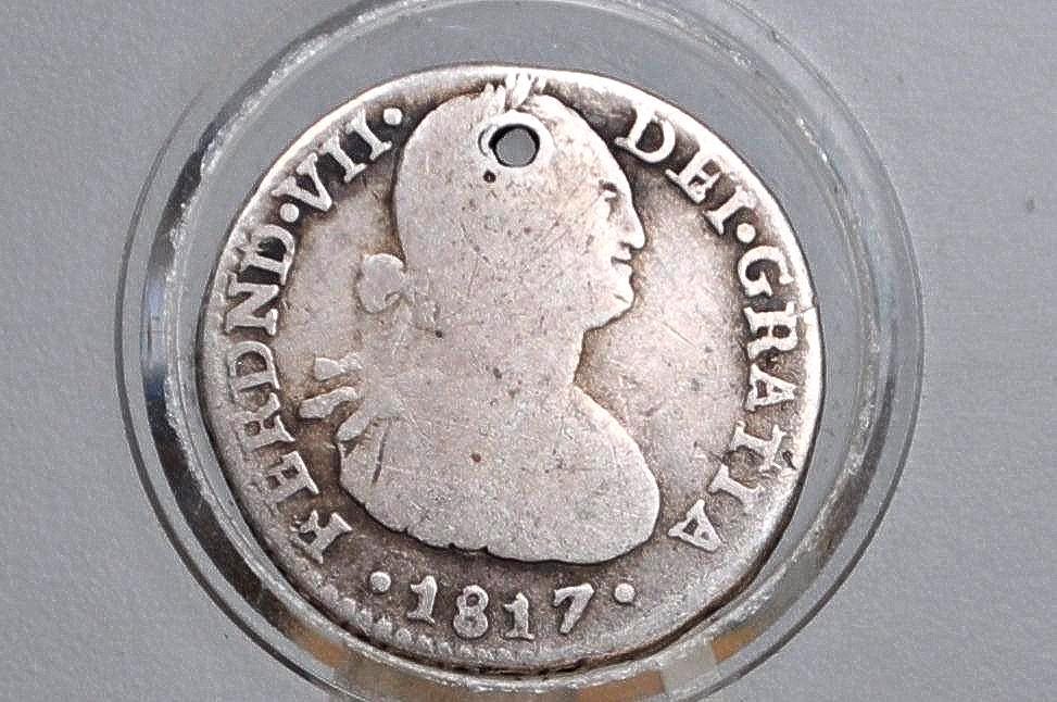 RARE 1817 Silver Chile 1/2 Real - Great Condition - Rare Silver Coin - Old Peso Coin - Ferdinand VII, Spanish Chile -