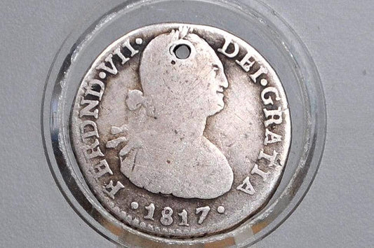 RARE 1817 Silver Chile 1/2 Real - Great Condition - Rare Silver Coin - Old Peso Coin - Ferdinand VII, Spanish Chile -