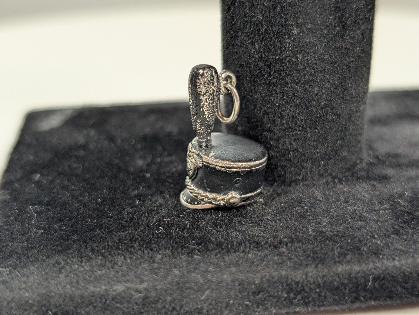 Sterling Silver Marching Band Hat Pendant - Tested Sterling Silver - Shako Charm - Kinney Jewelry