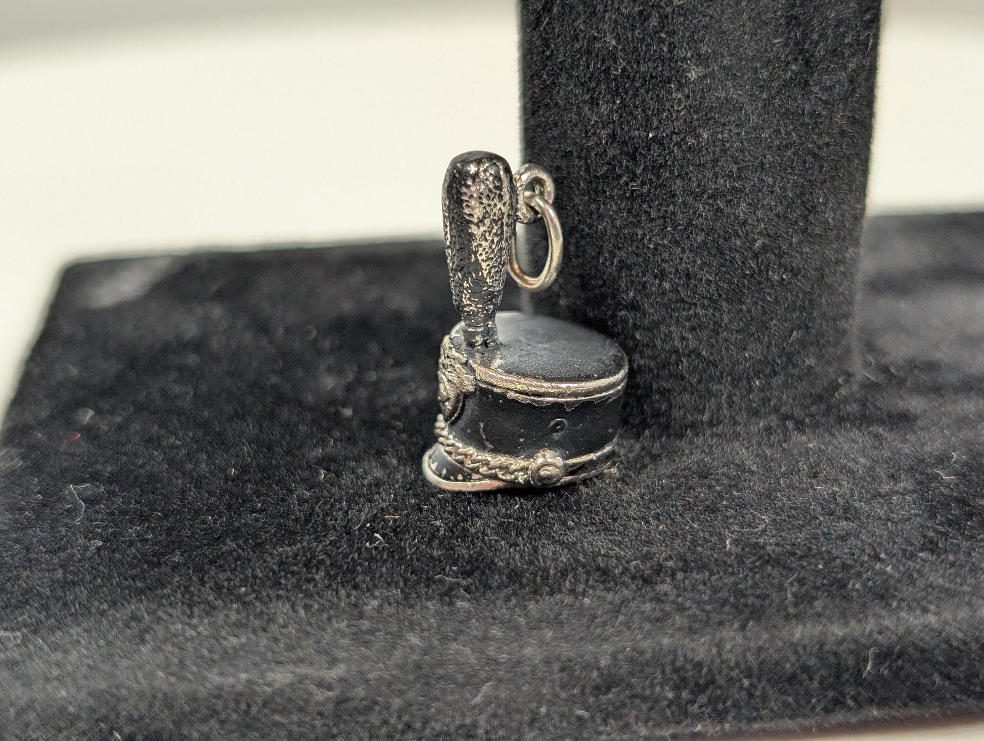 Sterling Silver Marching Band Hat Pendant - Tested Sterling Silver - Shako Charm - Kinney Jewelry