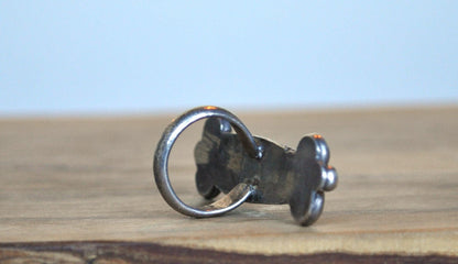 Sterling Silver Navajo Turquoise Mother of Pearl Skinny Oval Ring - Size 4 - Tested Sterling Silver - Slender Turquoise Ring