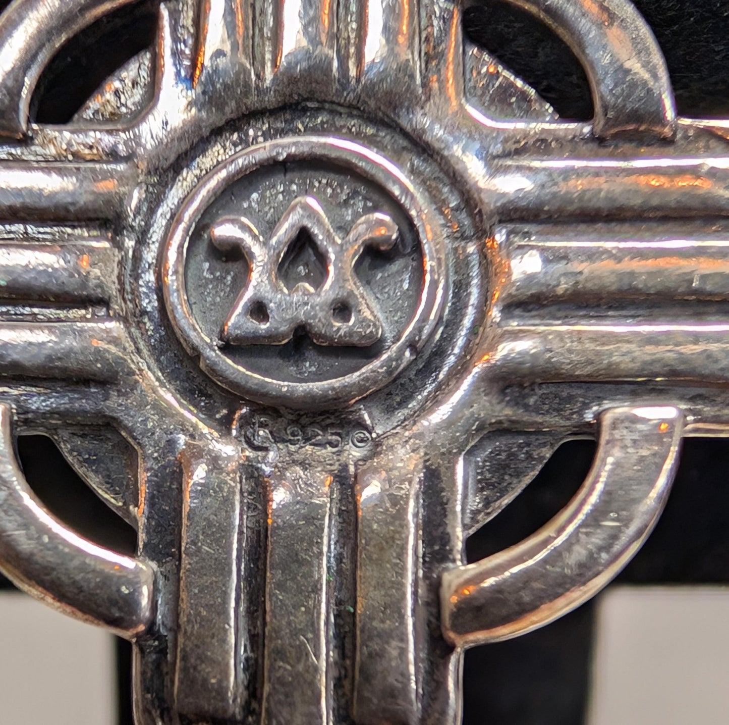 American West QVC J401268 Sterling Polished Red Coral Zia Design Enhancer Native Style Pendant