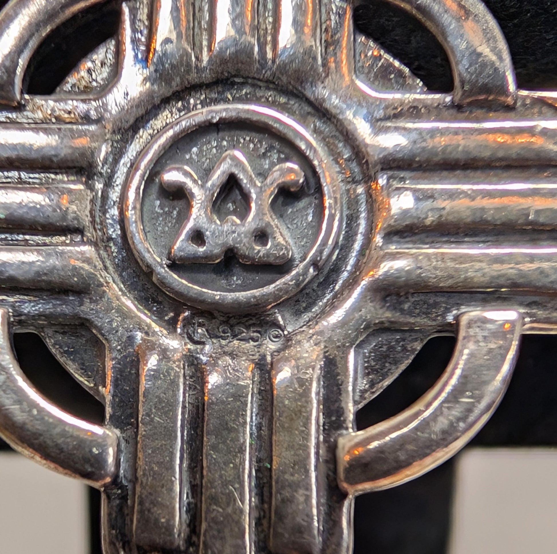 American West QVC J401268 Sterling Polished Red Coral Zia Design Enhancer Native Style Pendant