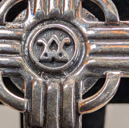 American West QVC J401268 Sterling Polished Red Coral Zia Design Enhancer Native Style Pendant