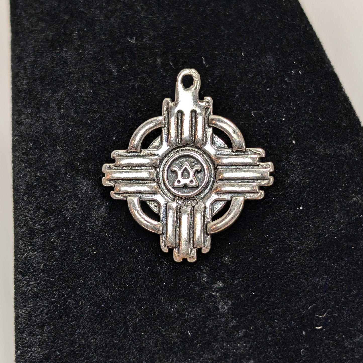 American West QVC J401268 Sterling Polished Red Coral Zia Design Enhancer Native Style Pendant