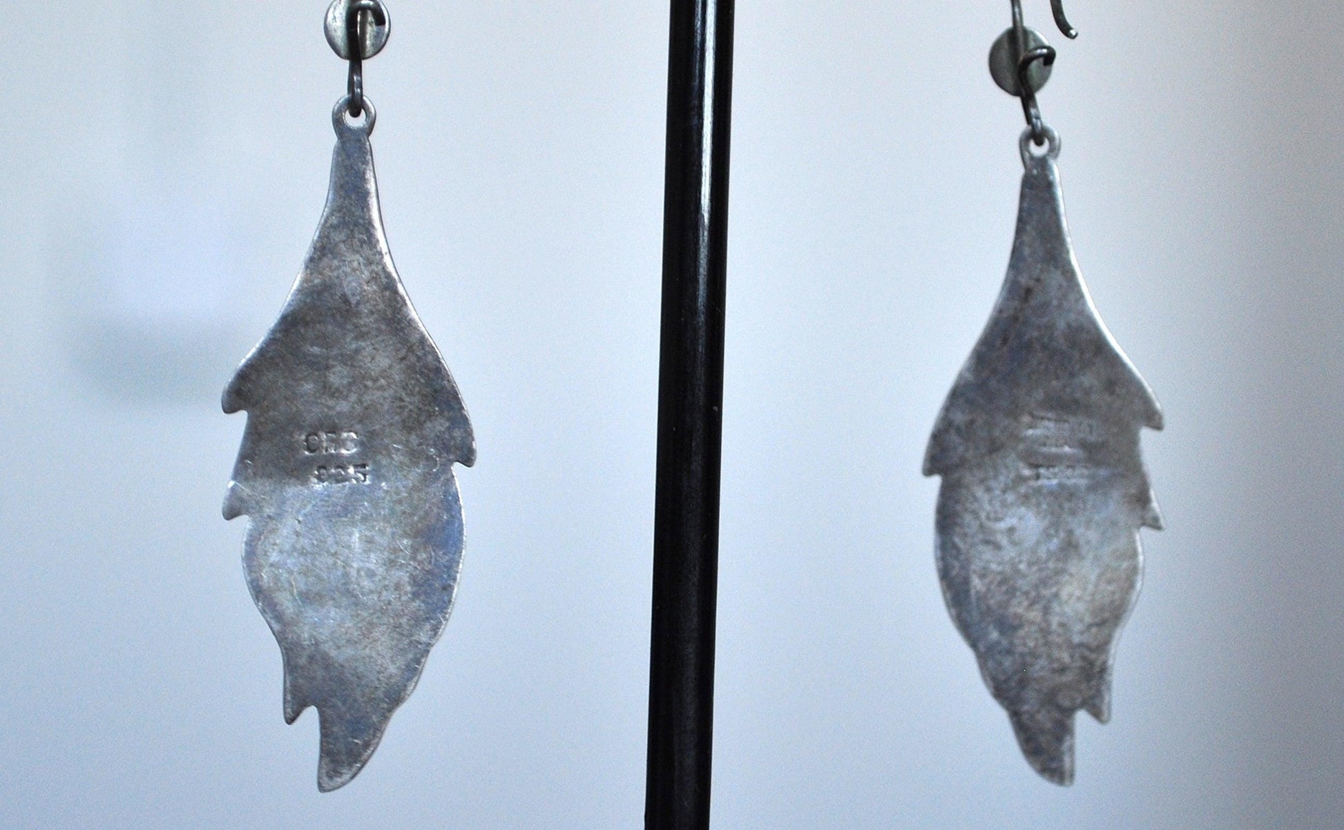 Sterling Silver Mosaic Turquoise Earrings - Stamped and Tested Sterling Silver - Turquoise Mosaic Flame Earrings