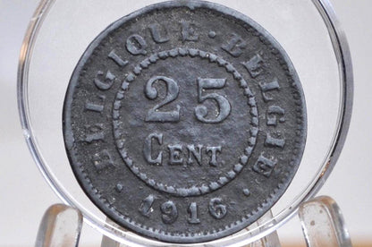 1916 Belgian 25 Centimes - Great Condition - German Occupation Coinage - 1916 Belgium 25 Cents, Incredible Coin for a collection -