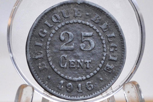 1916 Belgian 25 Centimes - Great Condition - German Occupation Coinage - 1916 Belgium 25 Cents, Incredible Coin for a collection -
