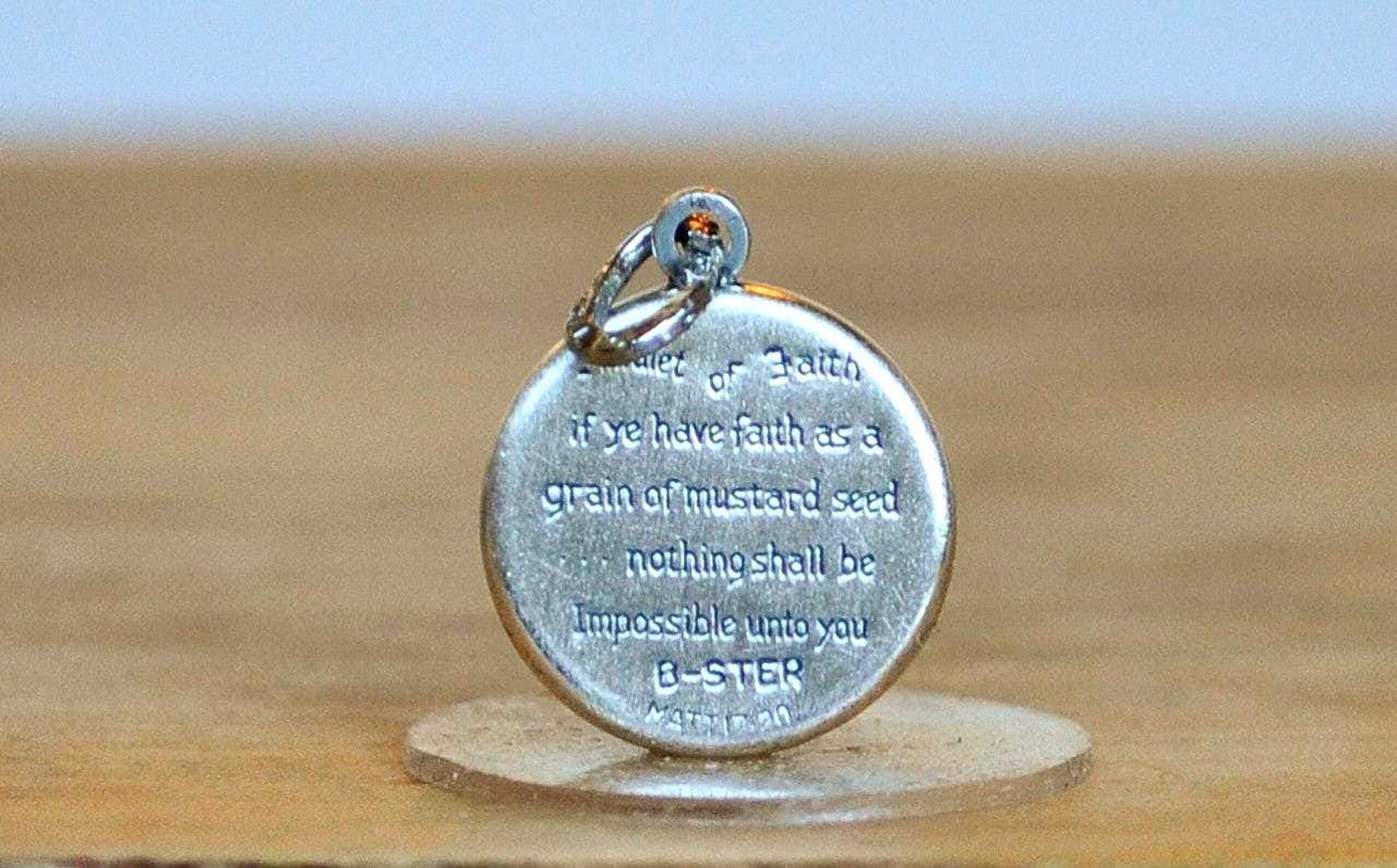 Sterling Silver Amulet of Faith Mustard Seed Charm - Stamped and Tested Sterling Silver - Sterling Encased Mustard Seed - Matthew 17:20