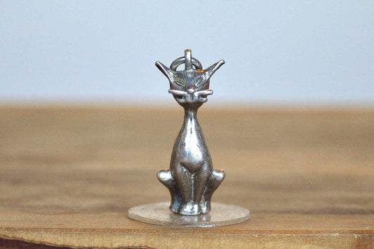 Sterling Silver Siamese Cat Charm - Stamped and Tested Sterling Silver - Cute Sterling Sitting Kitty Charm