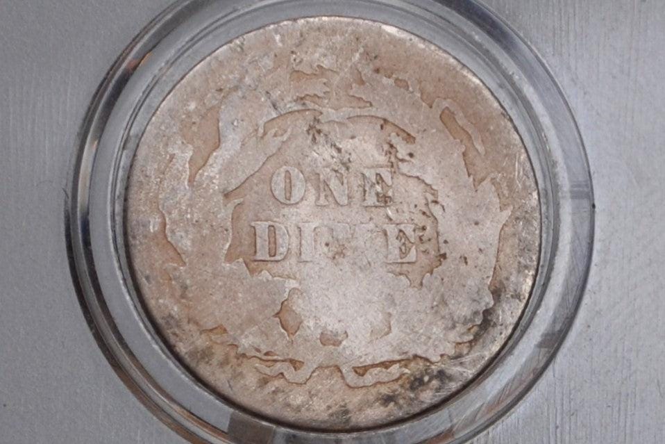 1877 Seated Liberty Dime - G (Good) Grade / Condition - 1877 Silver Dime / 1877 Liberty Dime
