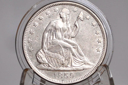 1859-O Seated Liberty Half Dollar - Choice AU - 1859O Liberty Seated Silver Half Dollar 1859 - All TreasureHunterCo. Coins are Authentic