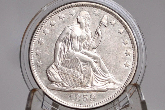1859-O Seated Liberty Half Dollar - Choice AU - 1859O Liberty Seated Silver Half Dollar 1859 - All TreasureHunterCo. Coins are Authentic