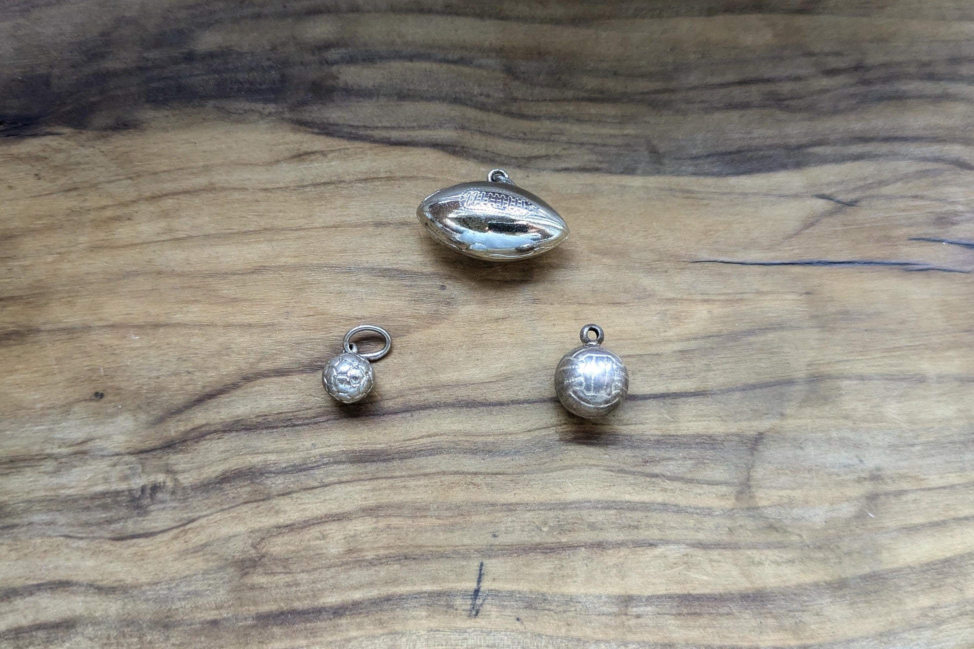 Set of Sterling Silver Sports Charm - Tested Sterling Silver - Volleyball, Football, Soccer