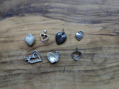 Set of Sterling Silver Heart Charms - Stamped and Tested Sterling Silver - Hearts and Love Charms