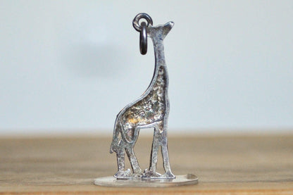 Sterling Silver Giraffe Charm - Stamped and Tested Sterling Silver - Rare 925 Giraffe Pendant