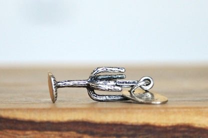 Sterling Silver Arizona Cactus Pendant - Stamped and Tested Sterling Silver - Arizona Floral Pendant - Saguaro Charm