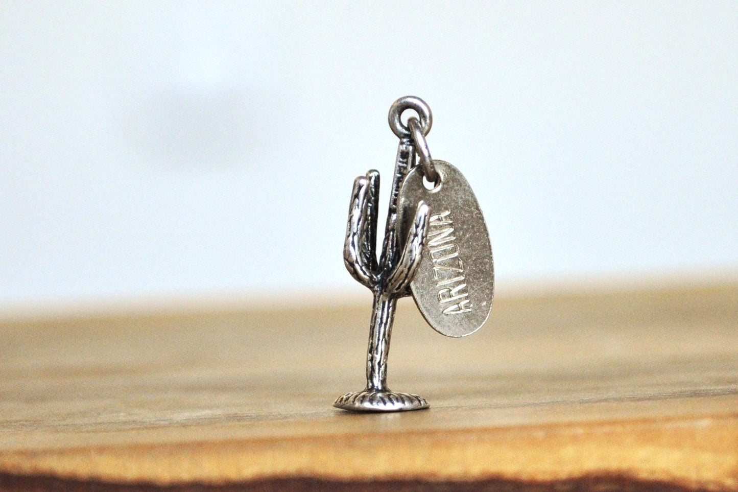 Sterling Silver Arizona Cactus Pendant - Stamped and Tested Sterling Silver - Arizona Floral Pendant - Saguaro Charm