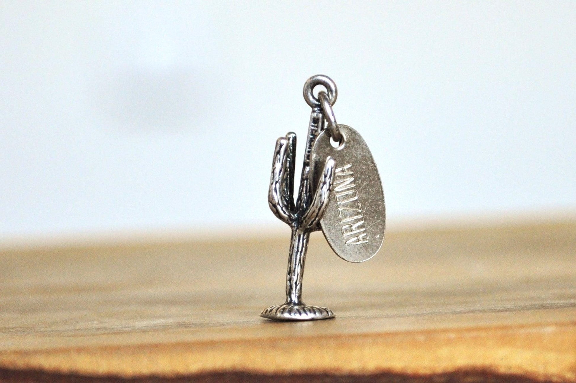 Sterling Silver Arizona Cactus Pendant - Stamped and Tested Sterling Silver - Arizona Floral Pendant - Saguaro Charm