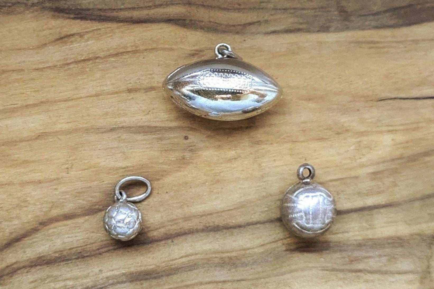 Set of Sterling Silver Sports Charm - Tested Sterling Silver - Volleyball, Football, Soccer