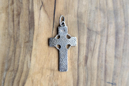 Sterling Silver Celtic Cross Charm - Stamped and Tested Sterling Silver - Celtic Runes Crucifix Pendant