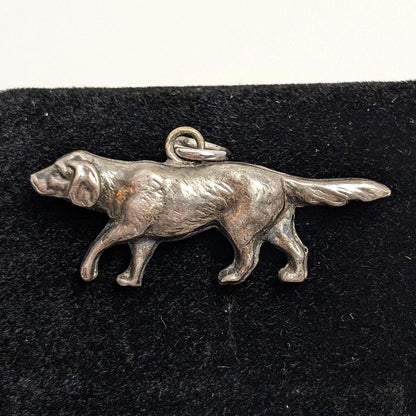 Vintage Sterling Hunting Dog Charm! 925 Setter Spaniel Water Dog Pendant!