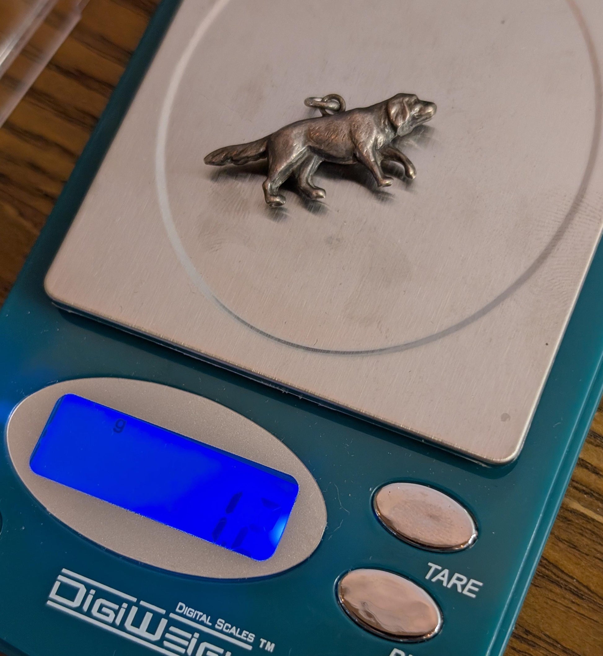 Vintage Sterling Hunting Dog Charm! 925 Setter Spaniel Water Dog Pendant!