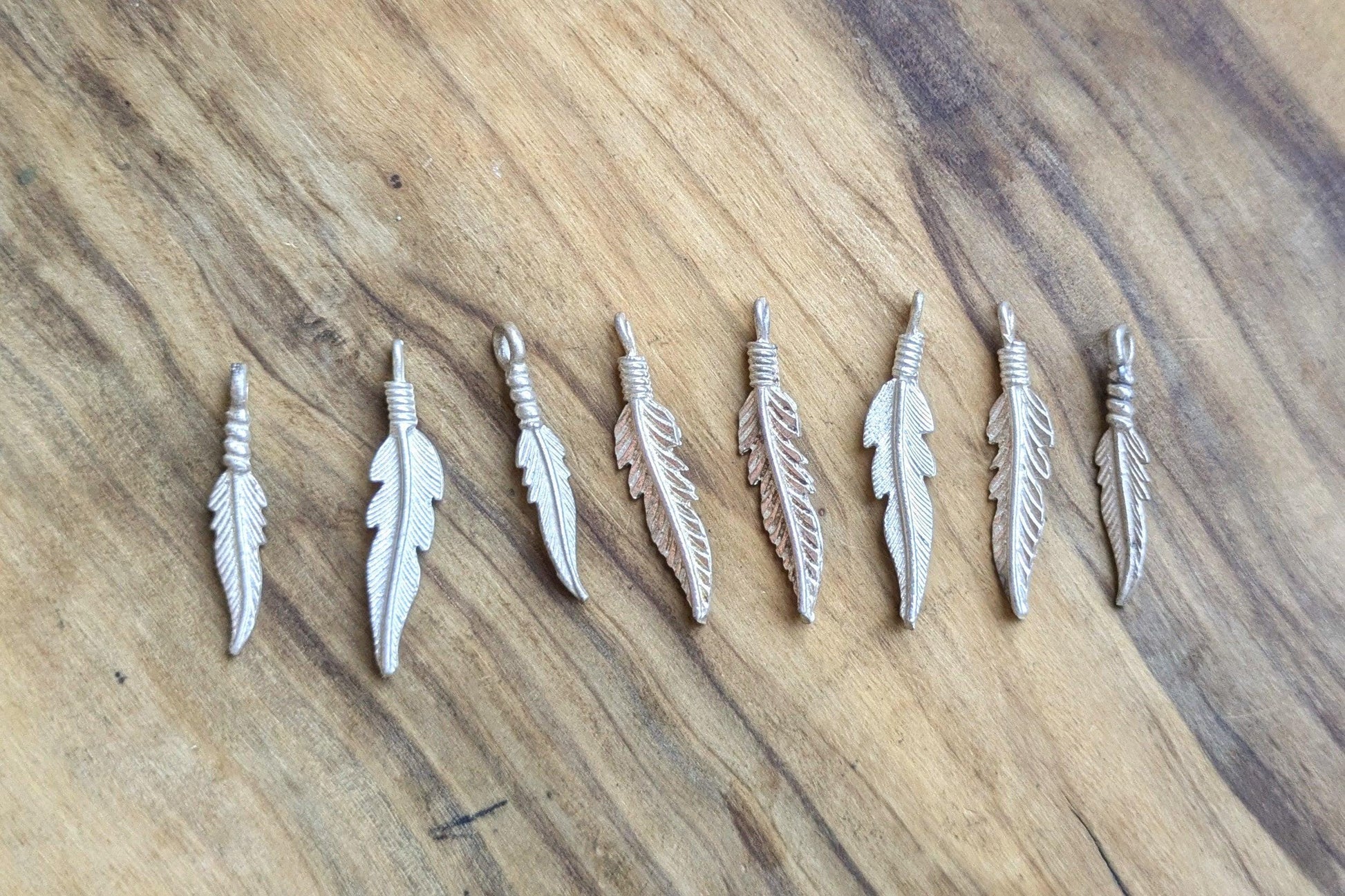 Set of Sterling Silver Native American Feather Charms - Tested Sterling Silver - Varying Sizes