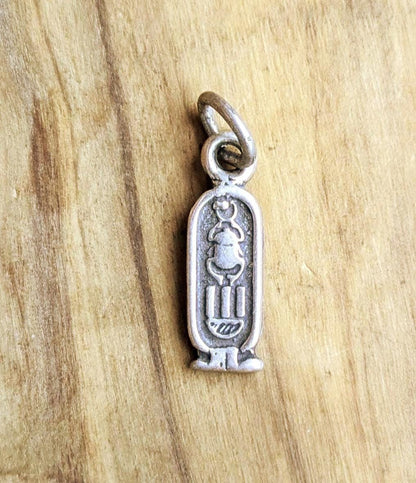Sterling Silver Ancient Egyptian Scarab Charm - Stamped and Tested Sterling Silver - Egyptian Cartouche pendant